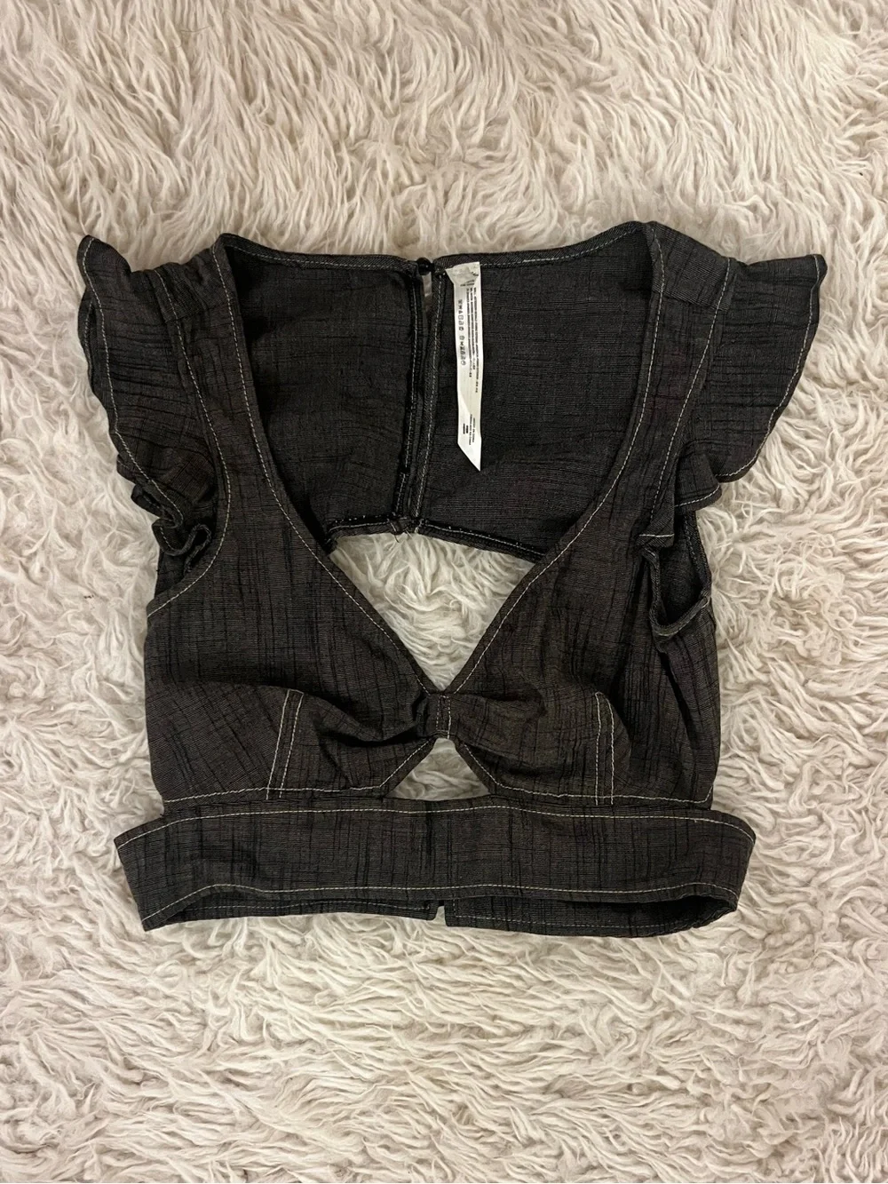 Free People Flutter Sleeve Crop Top